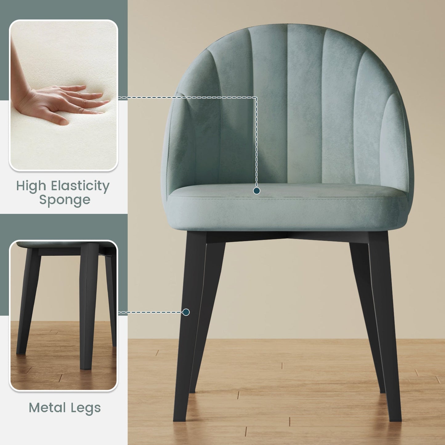 Guyii Mid Century Modern Dining Chairs Se, Kitchen and Dining Room Chairs with Metal Legs