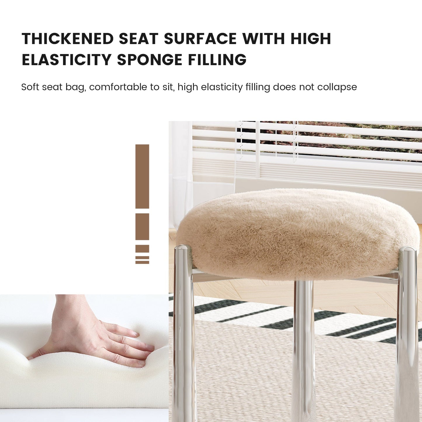 Guyii 4-Pack Light Brown Velvet Dining Chairs Set, Modern Vanity Stool