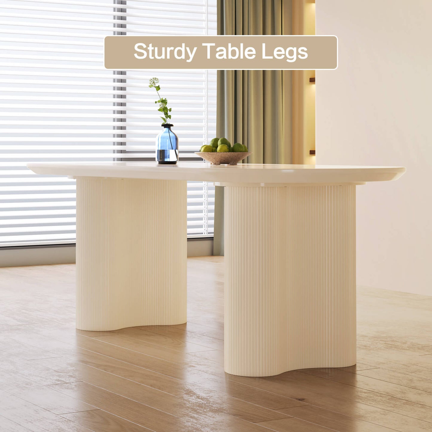 Guyii 70.86" White Oval Dining Table, Modern Kitchen Table for 6 People