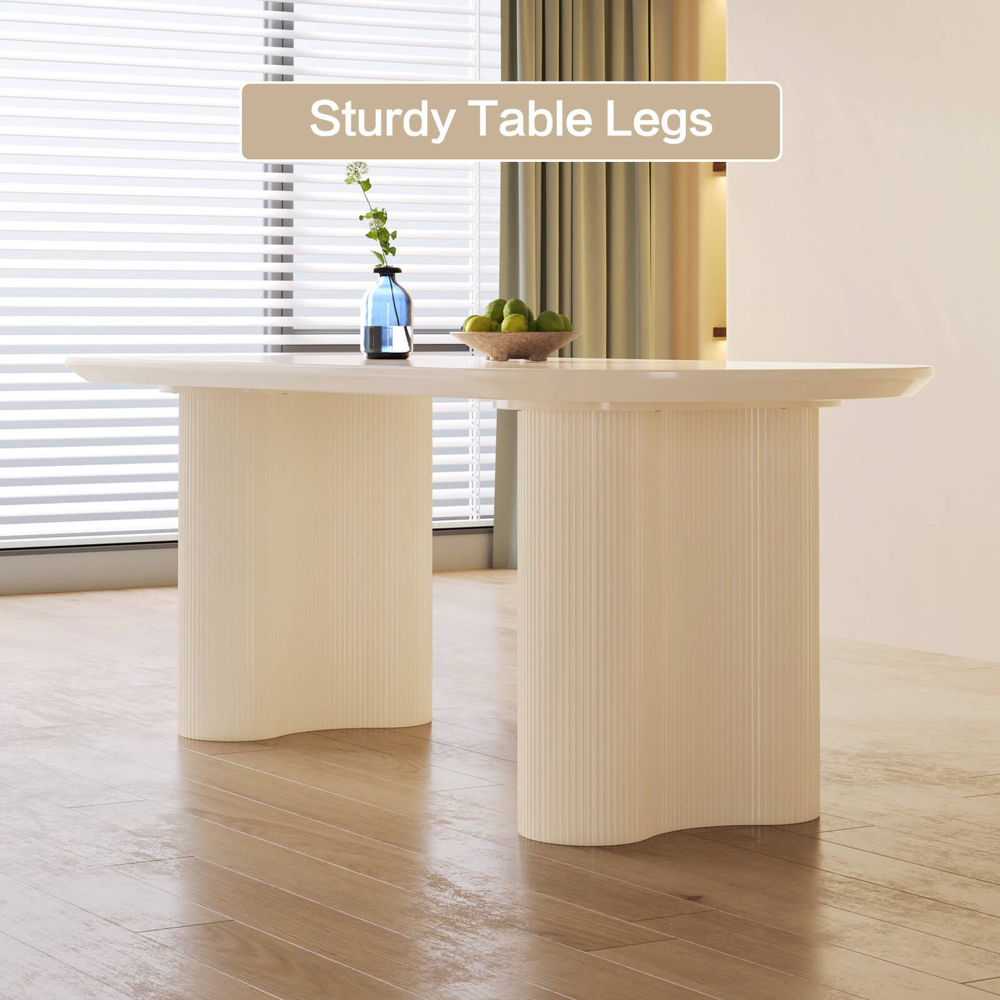 Guyii 62.99" White Oval Dining Table, Modern Kitchen Table for 6 People