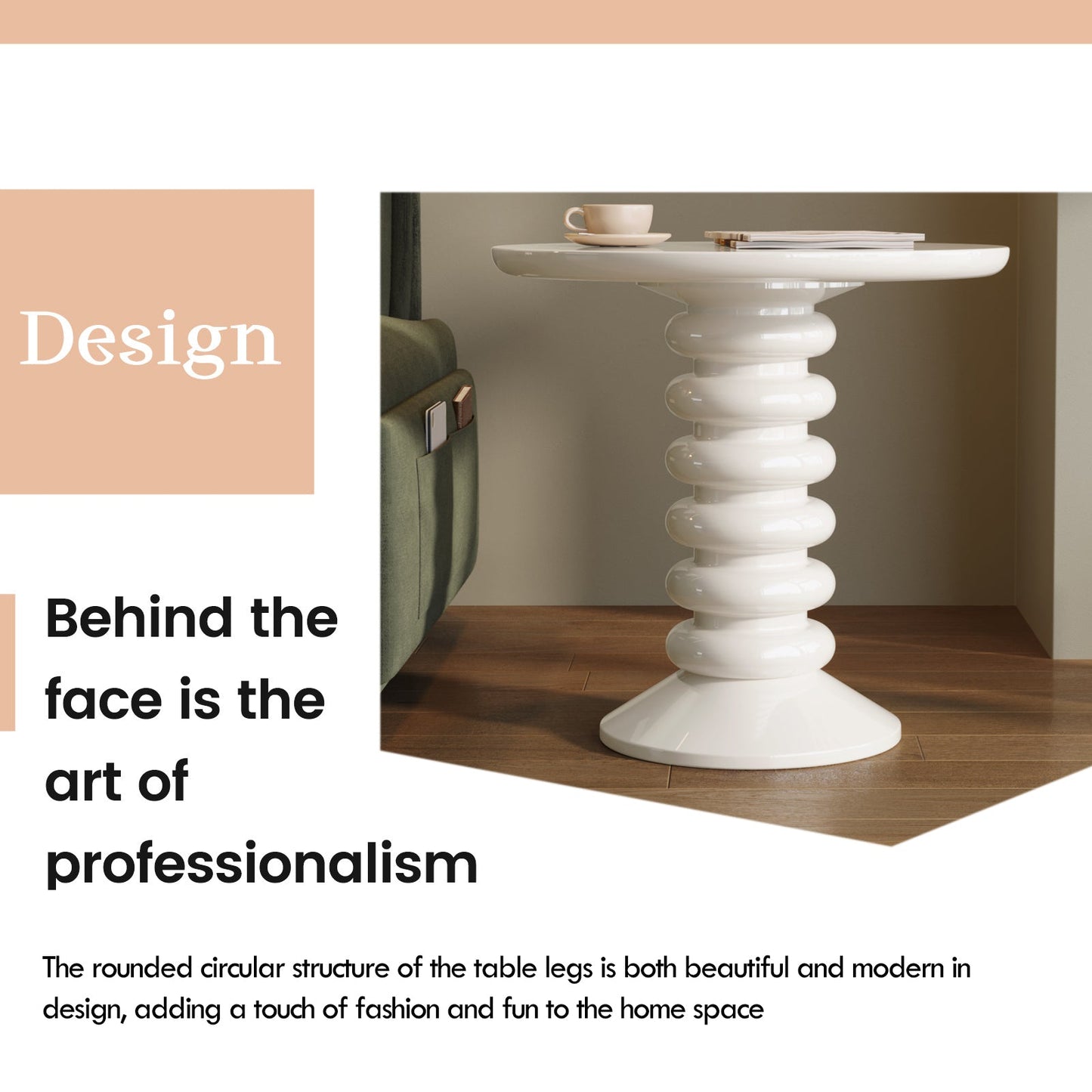 Guyii Side Table, 22.83" Round End Table with for Living Room, Bedroom