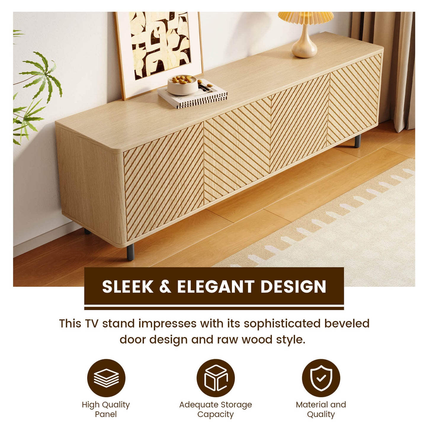 Guyii TV Stand for Living Room - Storage Media Console Table for 65" TV