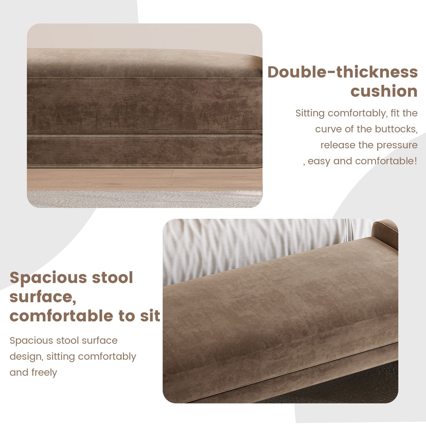 Guyii Deep Brown Multi-Functional Storage Bench – Modern Entryway & Bedroom Seat with Cushion