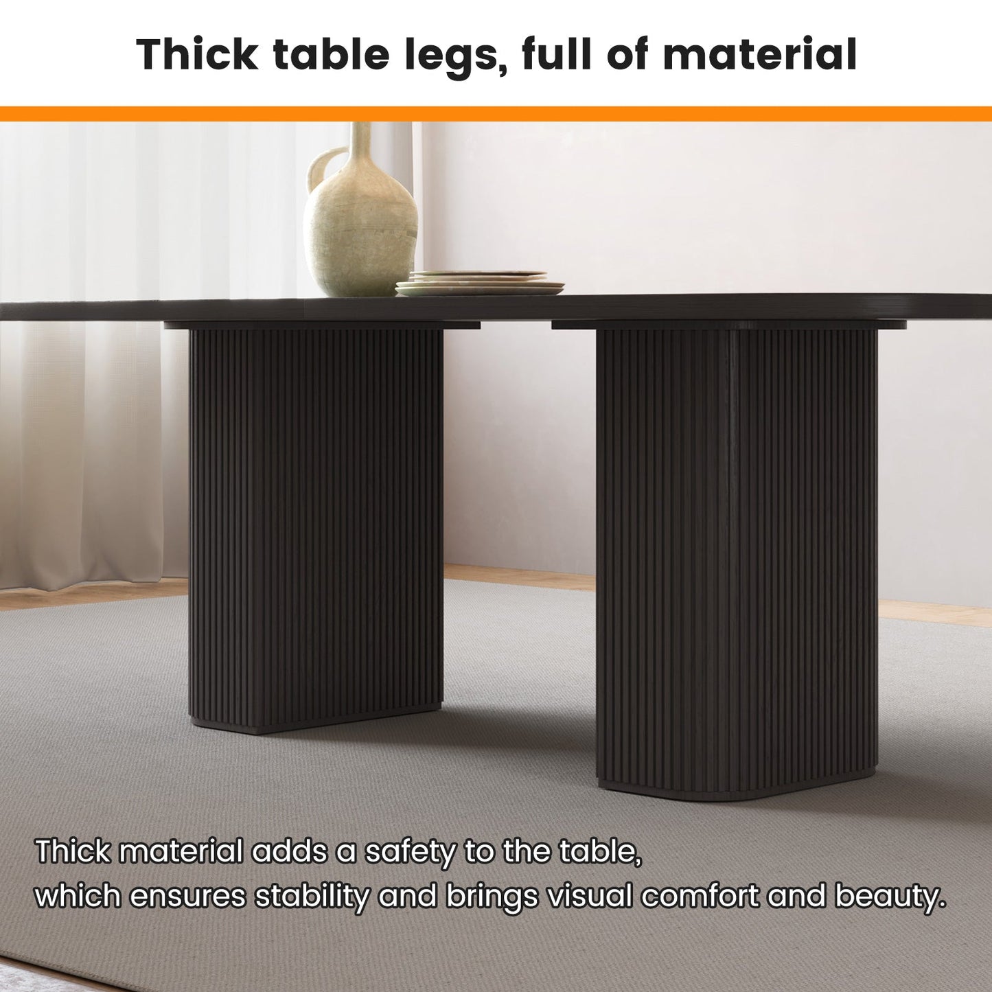 Guyii 65" Rectangular Farmhouse Dining Table for 4–6, Large Black Kitchen Table for Dining Room, Living Room