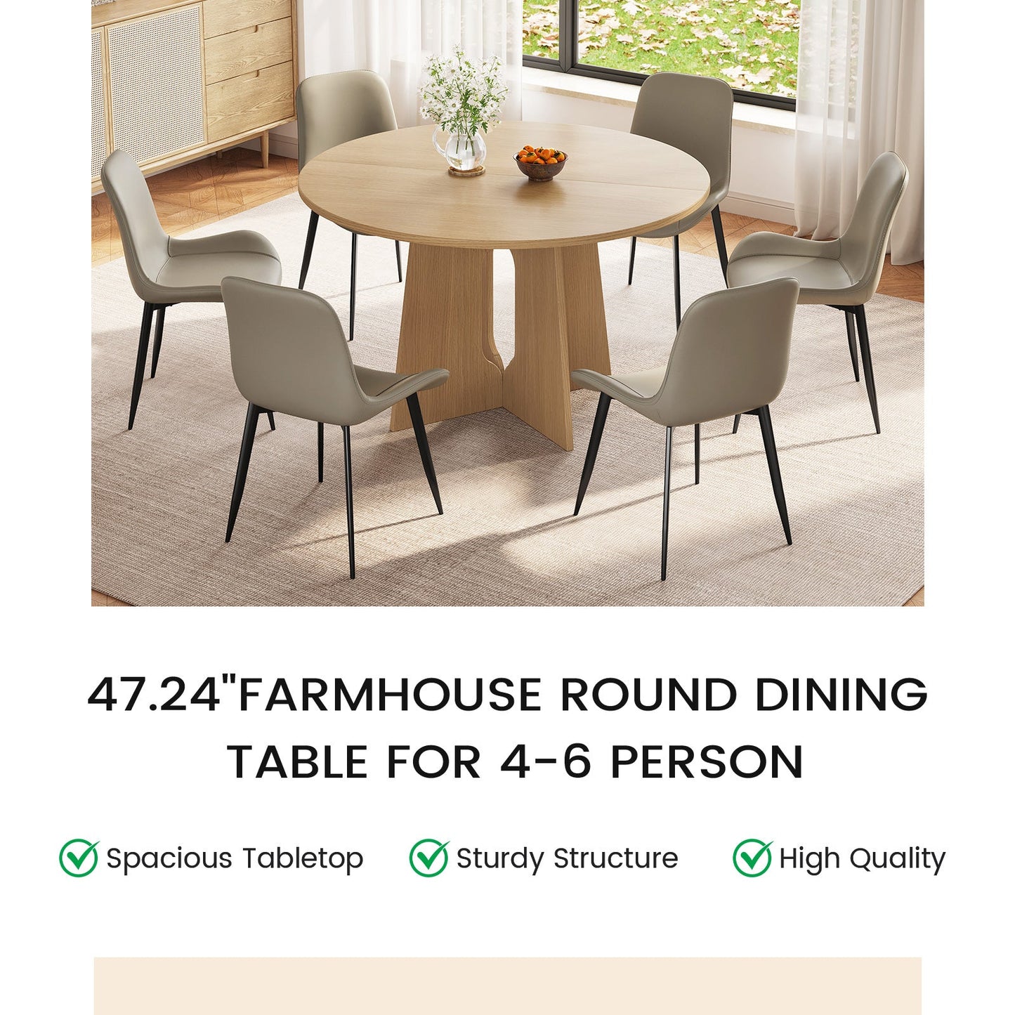 Guyii wood color round dining table for 4 people with X-shaped legs for restaurant breakfast nook