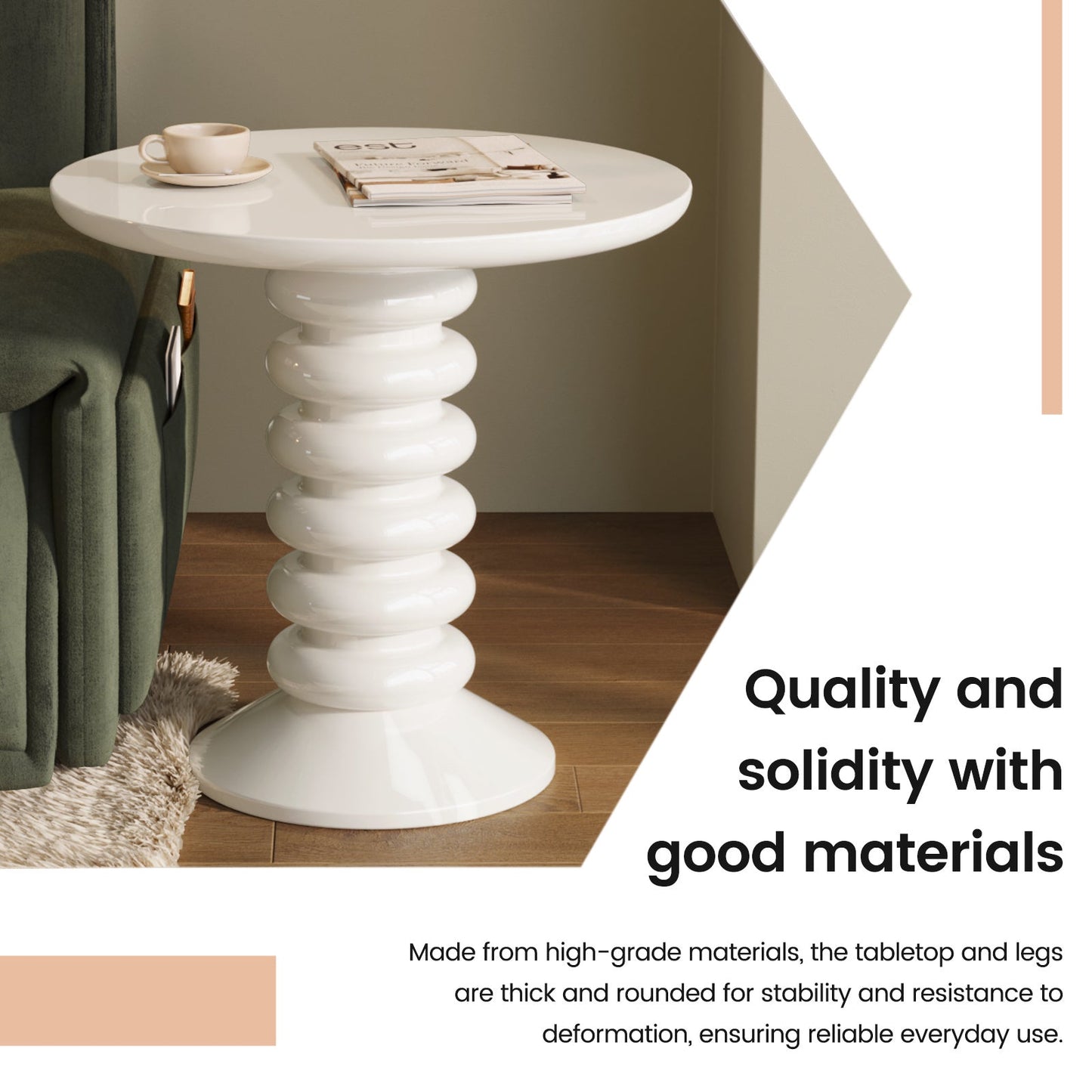 Guyii Side Table, 22.83" Round End Table with for Living Room, Bedroom