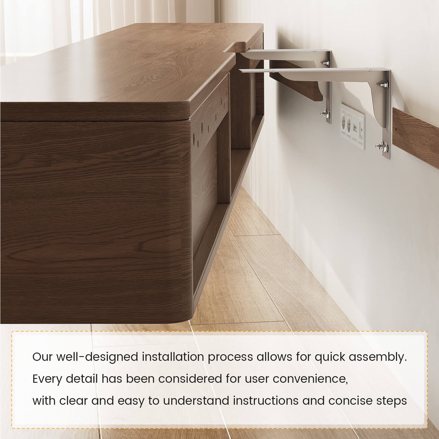 Guyii Best Floating TV Stand - Walnut Finish | Wall-Mounted TV Cabinet