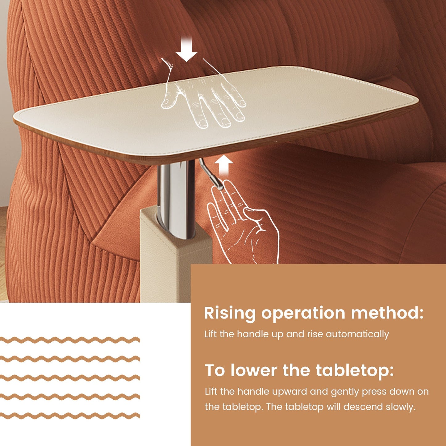 Guyii Adjustable Overbed Bedside Table, Pneumatic Adjustable Height Laptop Computer Table