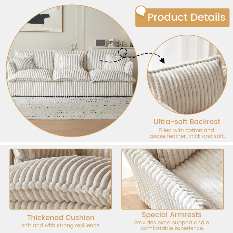 Guyii Oversized 1-4 Seater Sofa, Extra-Wide Convertible Couch with Pillows