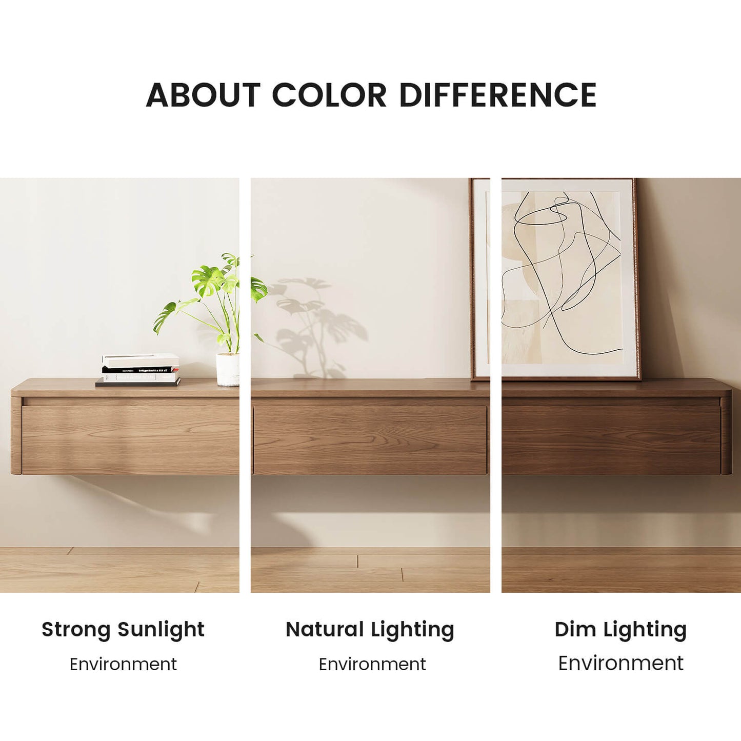 Guyii Best Floating TV Stand - Walnut Finish | Wall-Mounted TV Cabinet