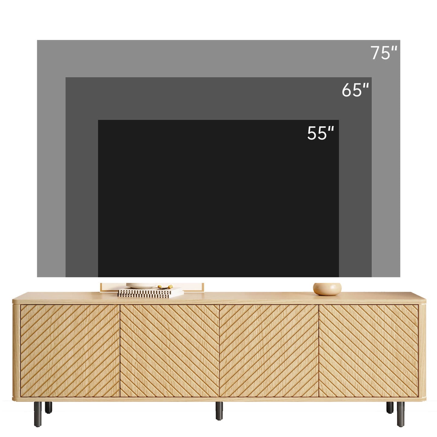 Guyii TV Stand for Living Room - Storage Media Console Table for 65" TV