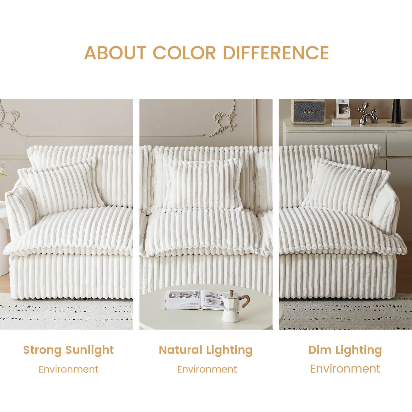Guyii Oversized 3-Seater Sofa, Extra-Wide Convertible Sofa with 3 Pillows