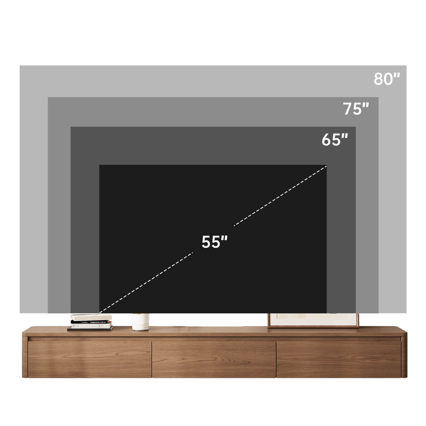 Guyii Best Floating TV Stand - Walnut Finish | Wall-Mounted TV Cabinet
