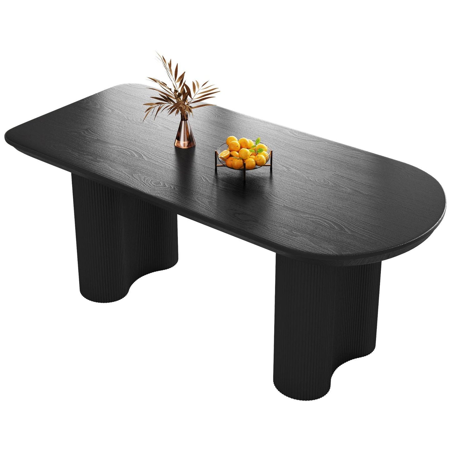 Guyii 55"-71" Black Dining Table, Modern Kitchen Table for Dining Room