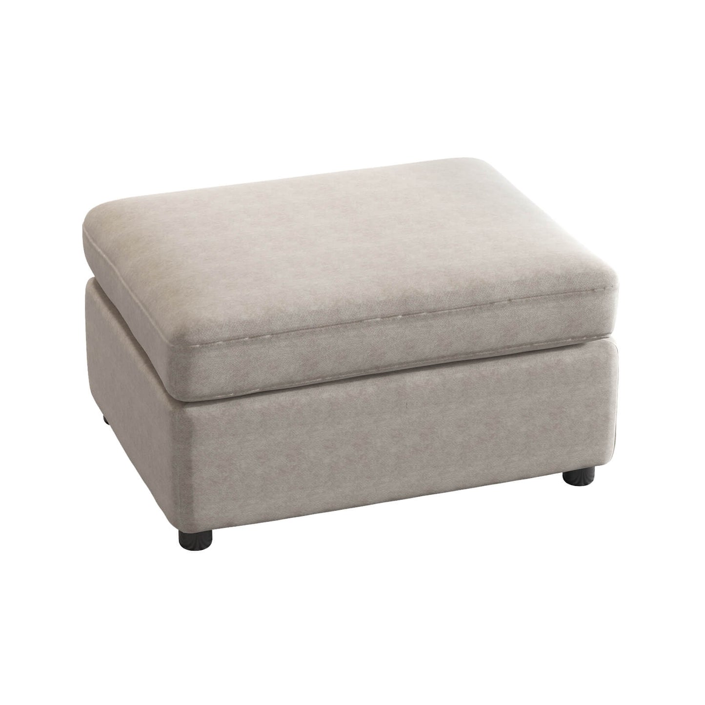 Guyii Beige Velvet Sectional Sofa, Modern Oversized 5-Seater Couch with 3 Pillows and 2 Storage Ottomans
