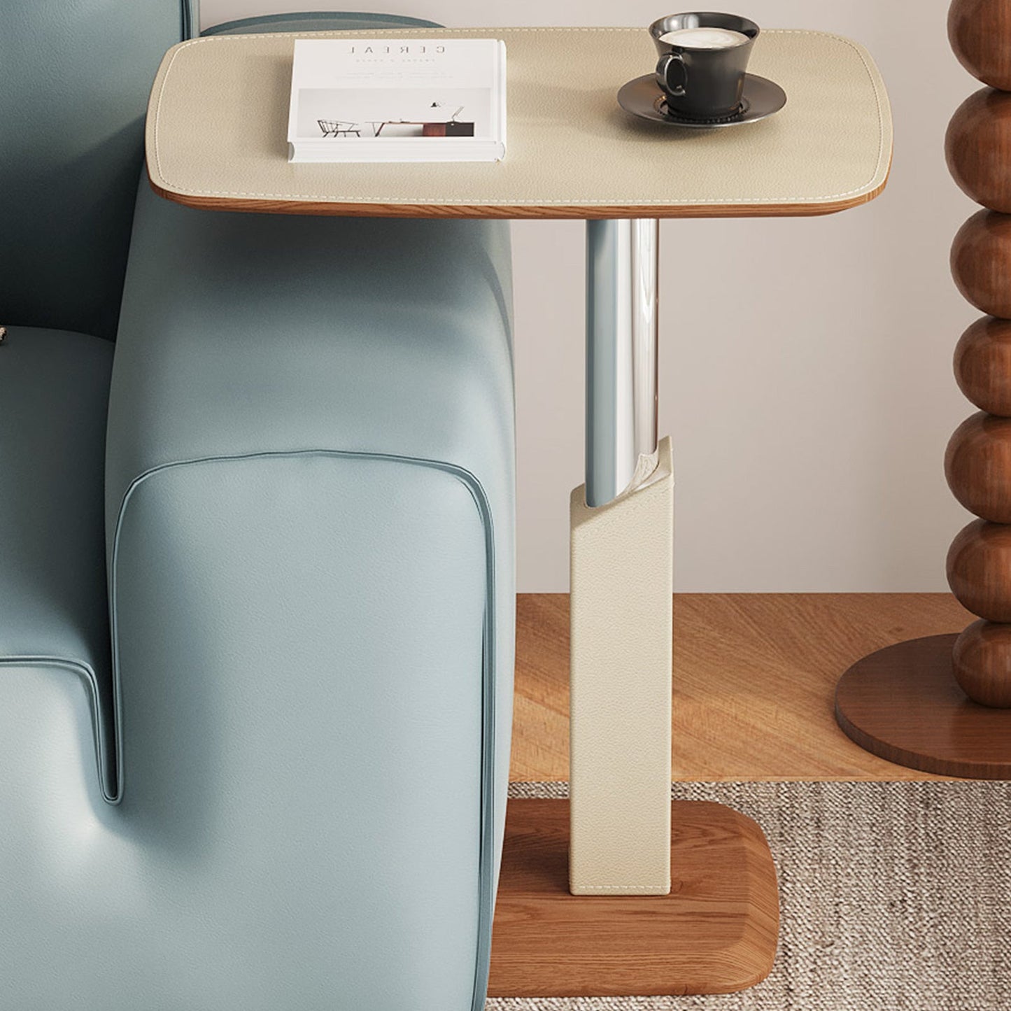 Guyii Adjustable Overbed Bedside Table, Pneumatic Adjustable Height Laptop Computer Table