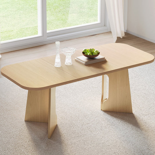 Guyii 70.8" Rectangular Dining Table, Modern Farmhouse Wooden Kitchen & Dining Room Table for 4-6 People