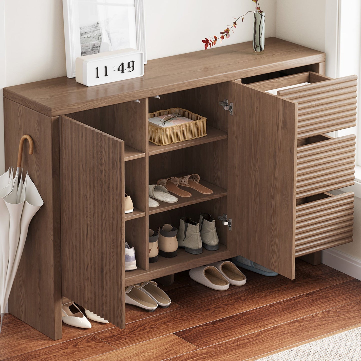 Guyii 3-Tier Shoe Storage Cabinet with 3 Drawers, Slim Entryway Organizer with Legs