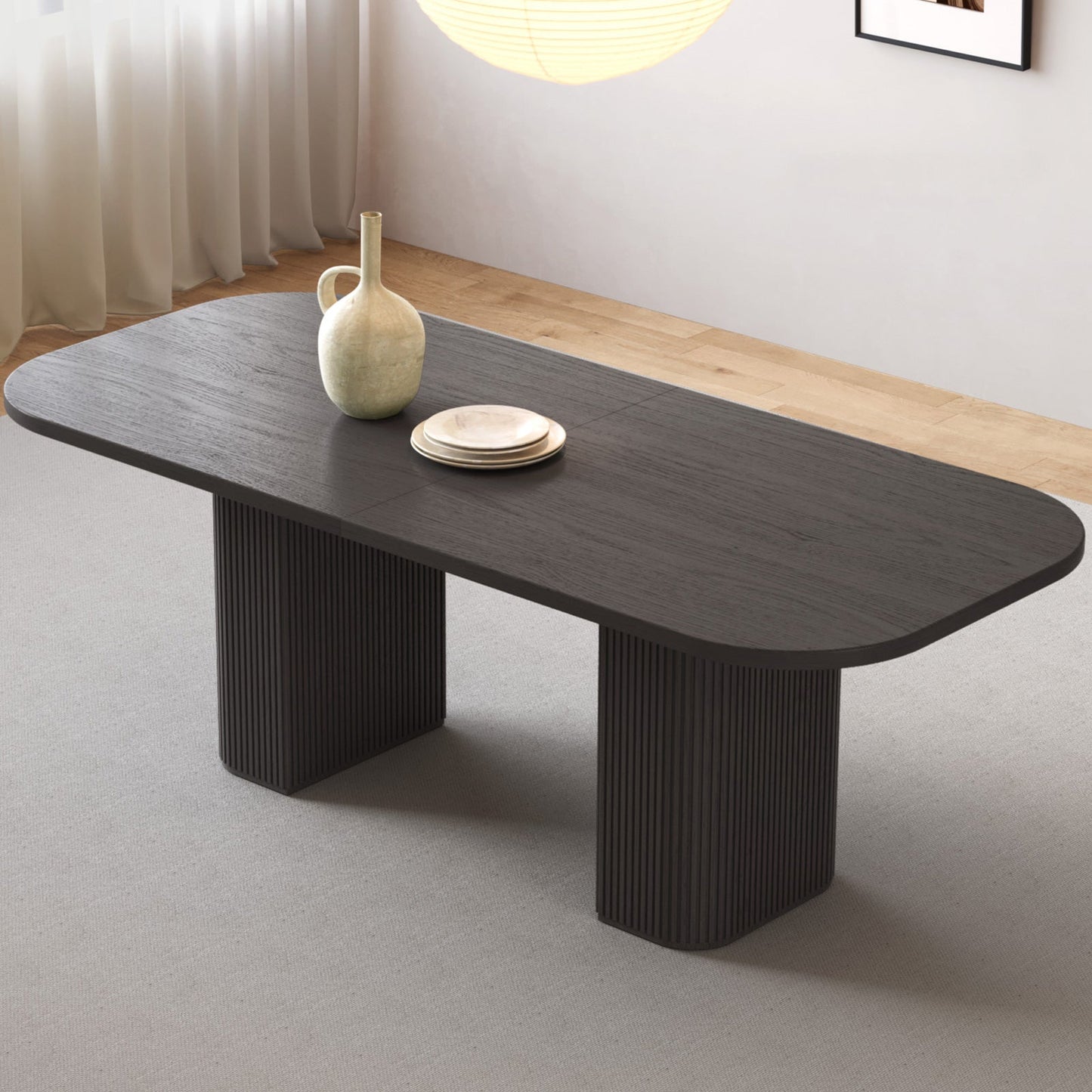Guyii 65" Rectangular Farmhouse Dining Table for 4–6, Large Black Kitchen Table for Dining Room, Living Room
