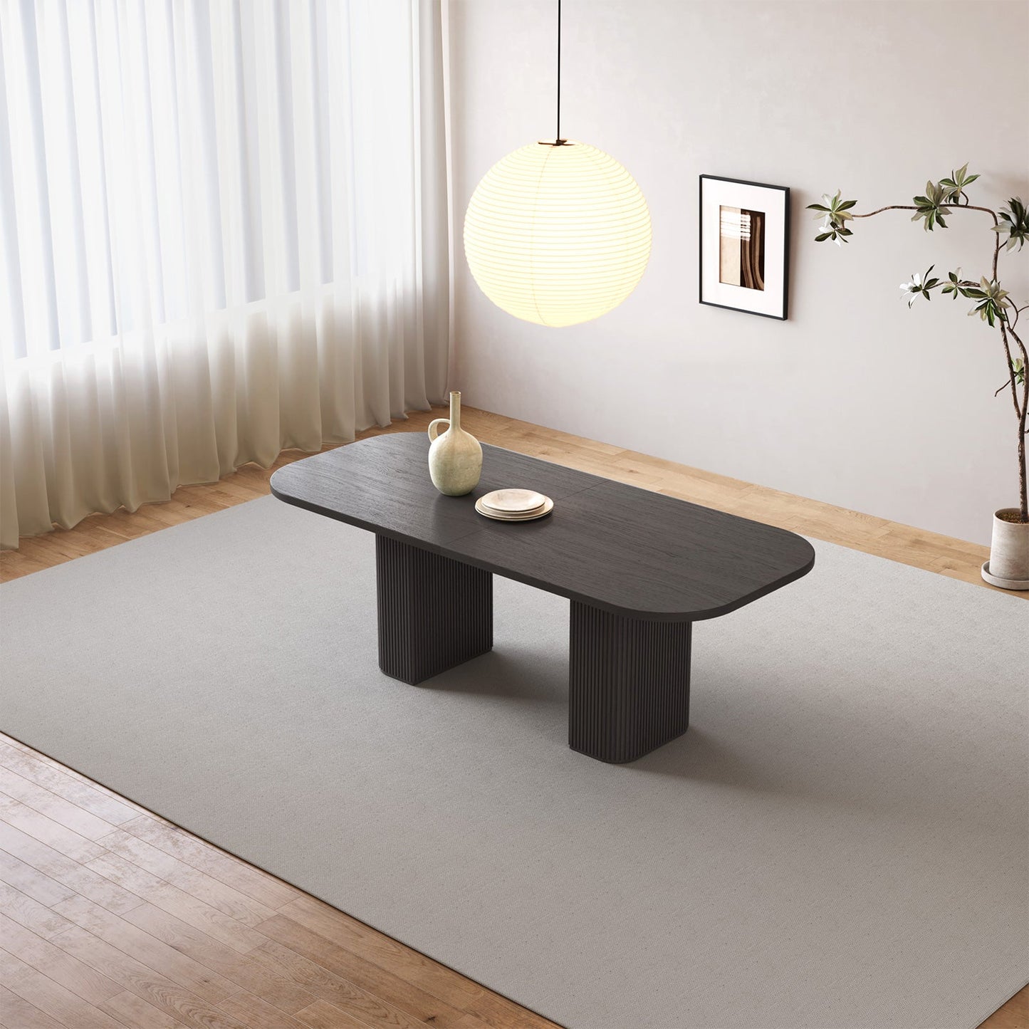 Guyii 65" Rectangular Farmhouse Dining Table for 4–6, Large Black Kitchen Table for Dining Room, Living Room