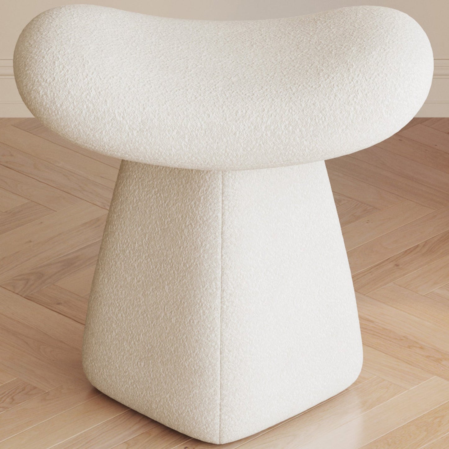 Guyii Boucle Curved Saddle Makeup Stool, Modern Footrest for Dressing Table, Entryway, Living Room