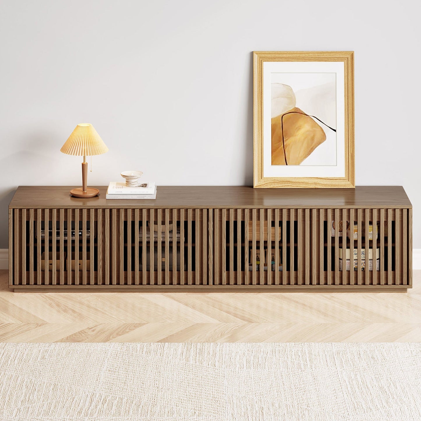 Guyii Modern TV Stand, Entertainment Center for 55/60 Inch TV with Storage, Media Console