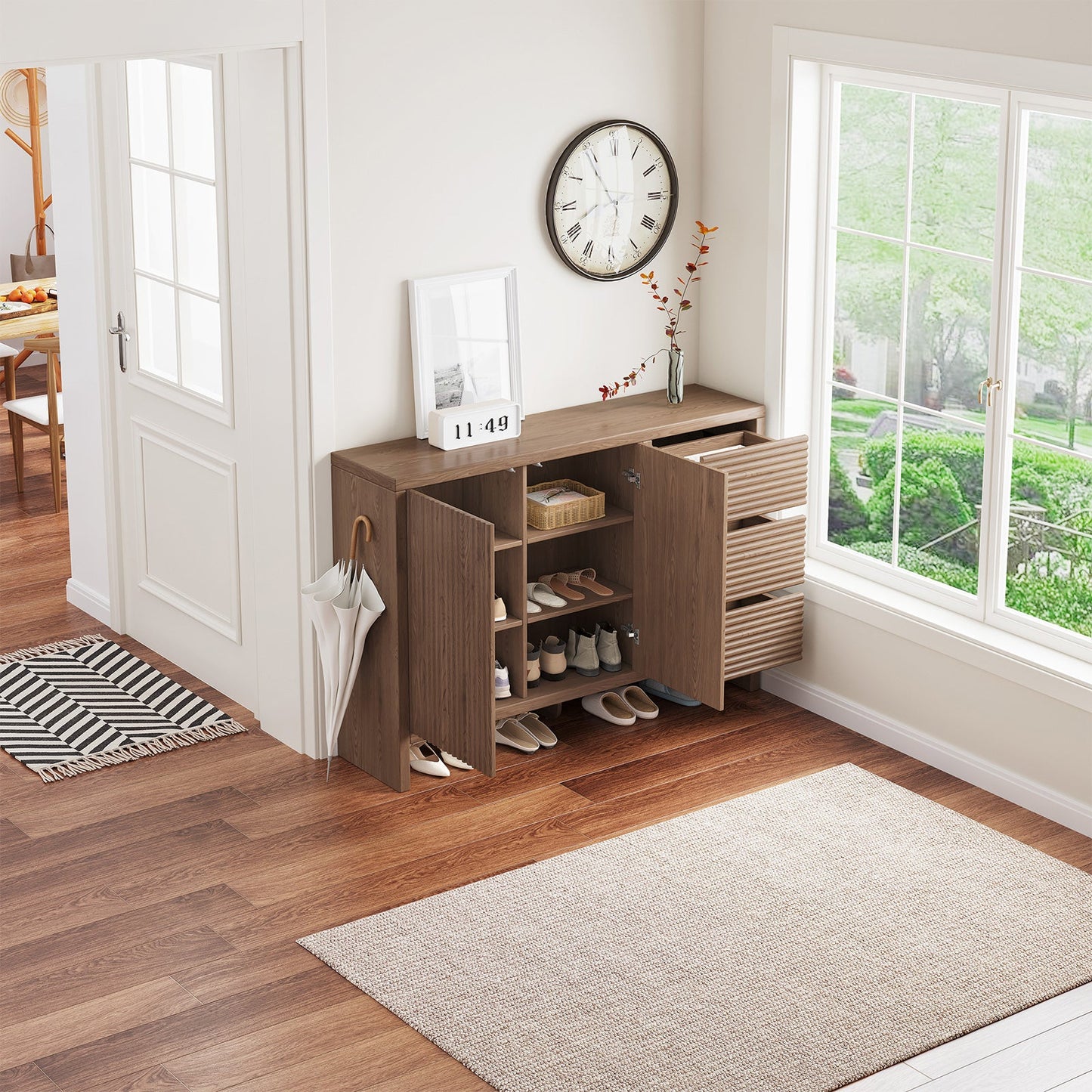 Guyii 3-Tier Shoe Storage Cabinet with 3 Drawers, Slim Entryway Organizer with Legs