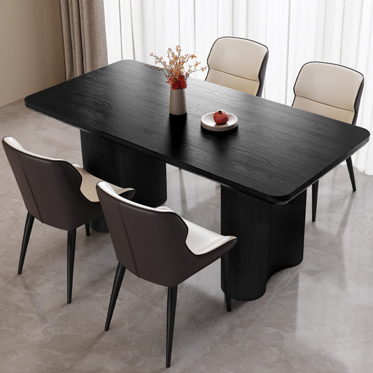 Guyii 62.99" Black Rectangular Dining Table Set with 4 Chairs, Modern Kitchen Table Set