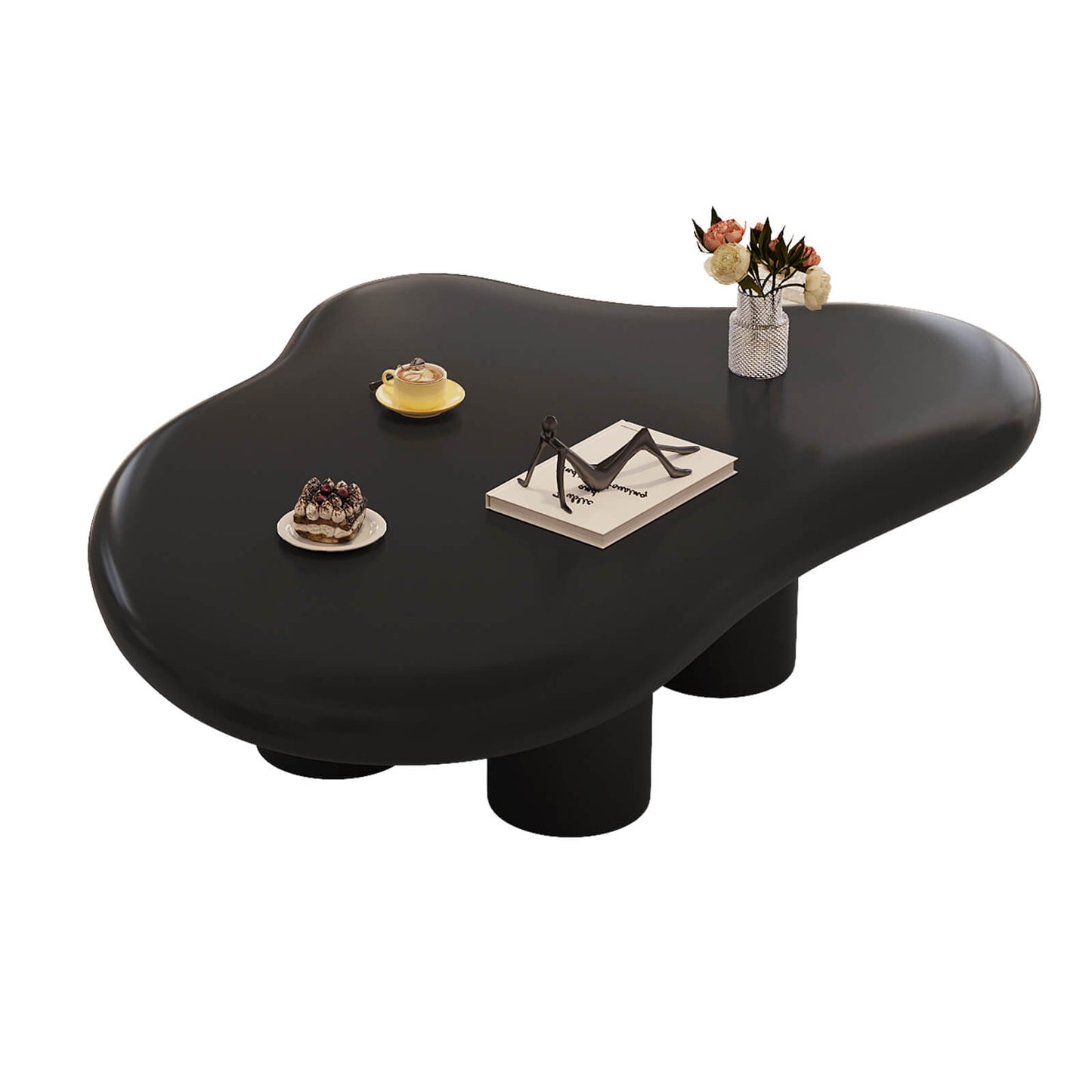 Guyii 46.06" Black Cloud Coffee Table, Cute Modern Coffee Table with 4-Leg Design
