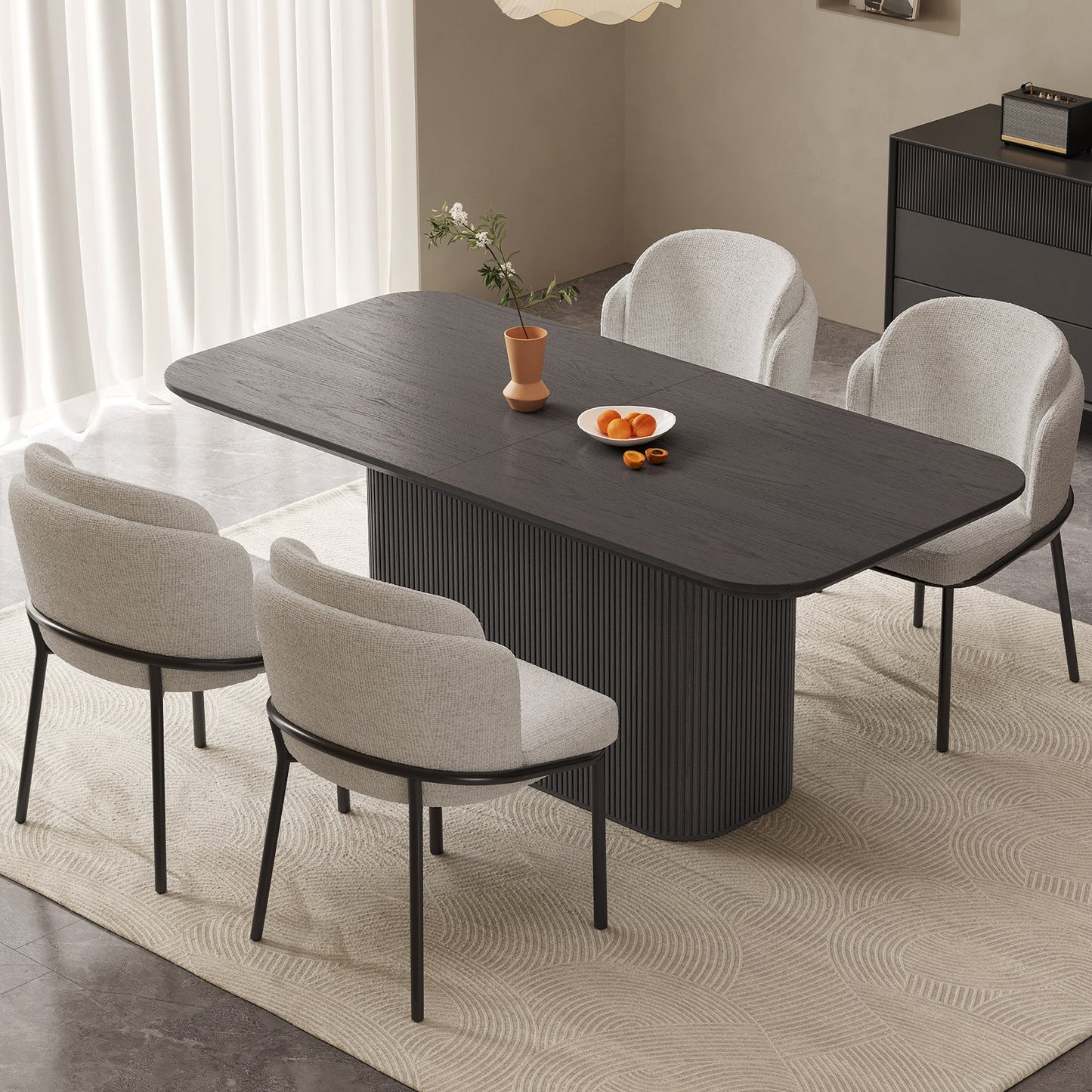 Guyii 63.55" Rectangular Dining Table, Modern Kitchen Table for Kitchen, Living Room (Black, Table Only)
