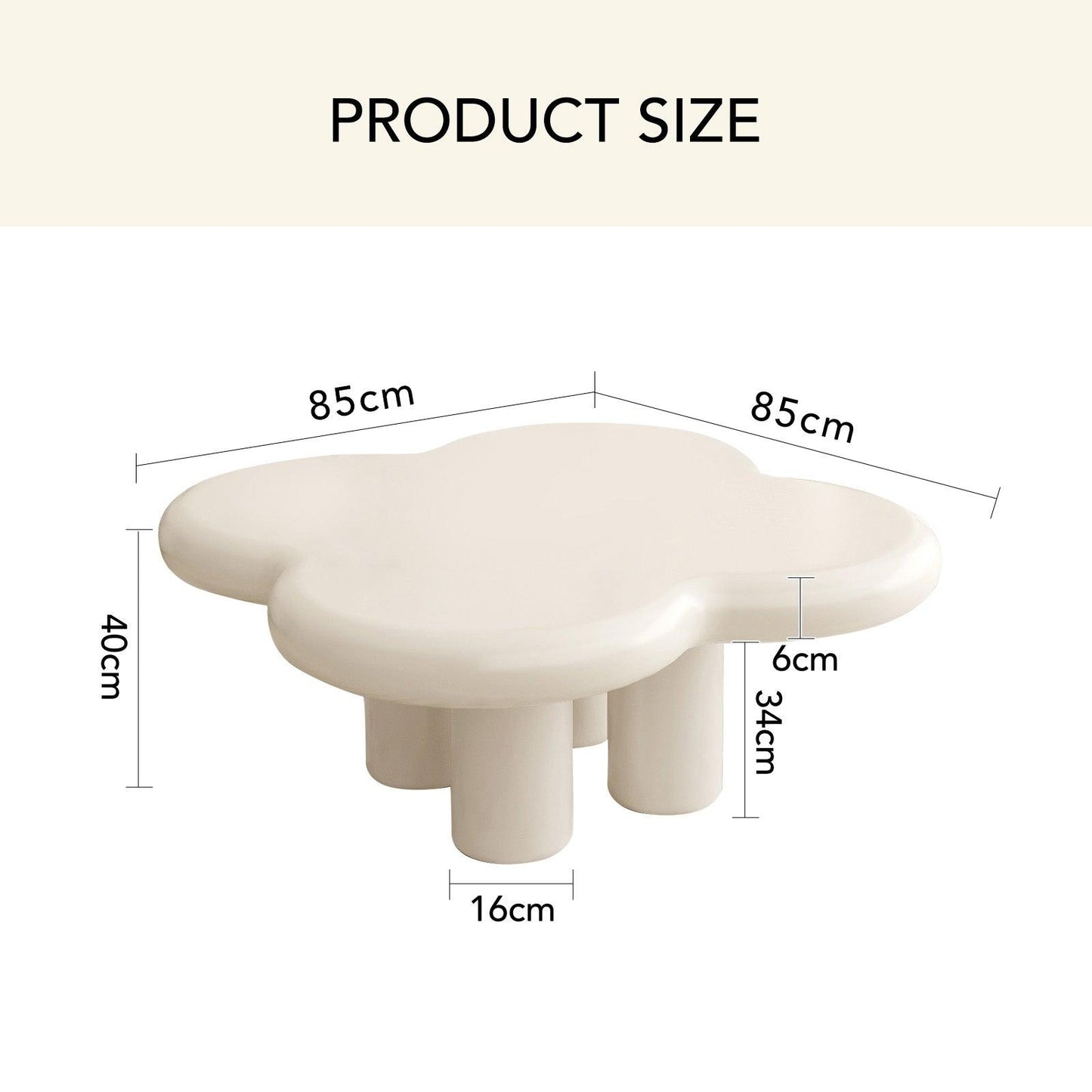 Guyii 33.46" Cloud Coffee Table with 4 Legs, Modern Center Table
