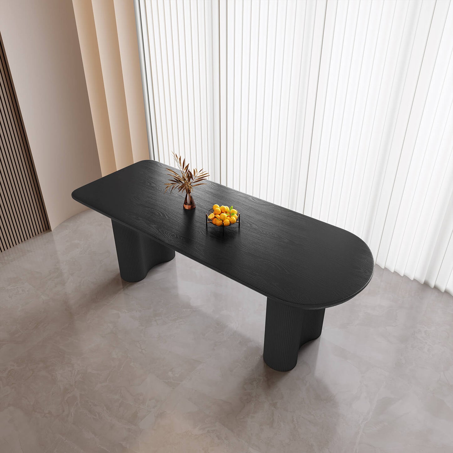 Guyii 70.86" Black Oval Dining Table, Modern Kitchen Table for 6 People