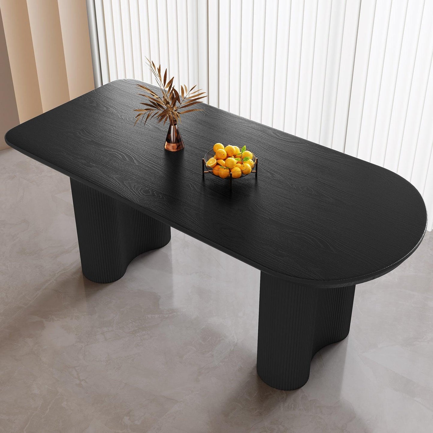 Guyii 55"-71" Black Dining Table, Modern Kitchen Table for Dining Room