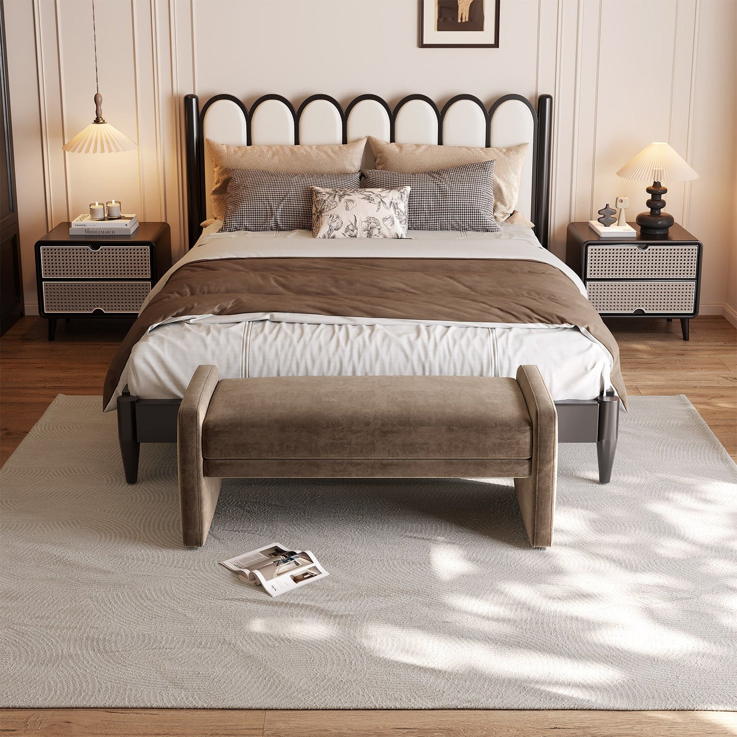 Guyii Deep Brown Multi-Functional Storage Bench – Modern Entryway & Bedroom Seat with Cushion