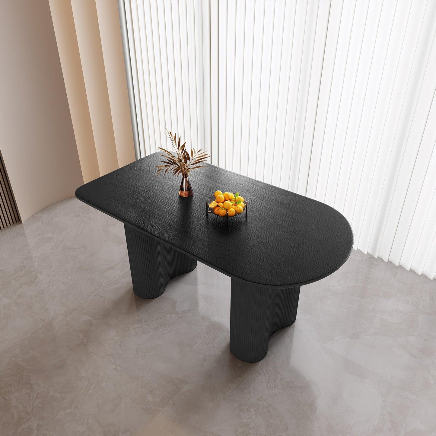 Guyii 55"-71" Black Dining Table, Modern Kitchen Table for Dining Room