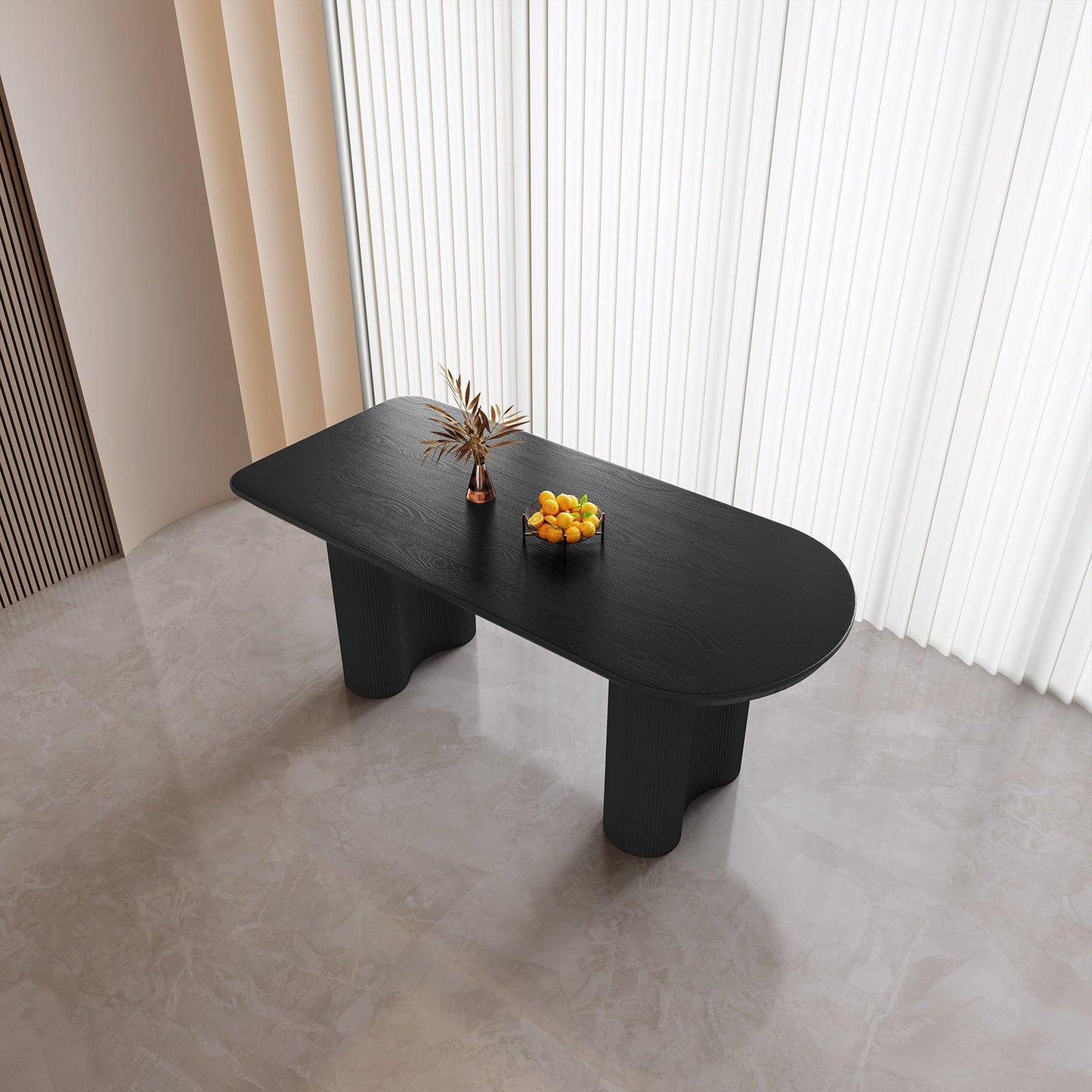 Guyii 55"-71" Black Dining Table, Modern Kitchen Table for Dining Room