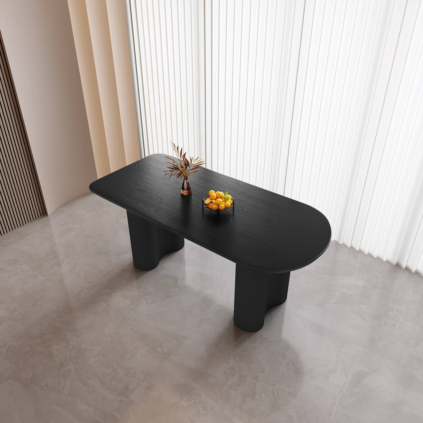 Guyii 62.99" Black Oval Dining Table, Modern Kitchen Table for 6 People
