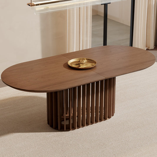 Guyii Dark Walnut Oval Dining Table 78″ – Modern Farmhouse Table for 4–8 People, Table Only