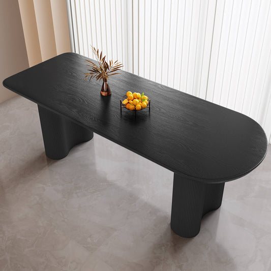 Guyii 70.86" Black Oval Dining Table, Modern Kitchen Table for 6 People
