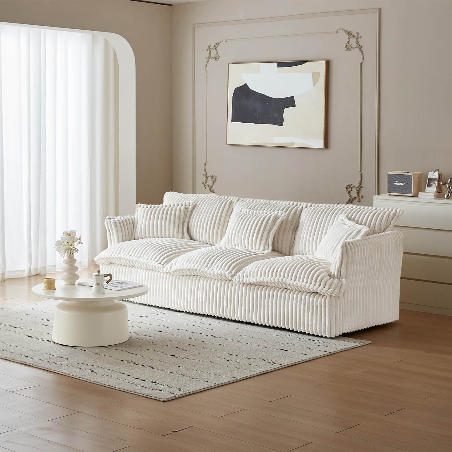 Guyii Oversized 3-Seater Sofa, Extra-Wide Convertible Sofa with 3 Pillows