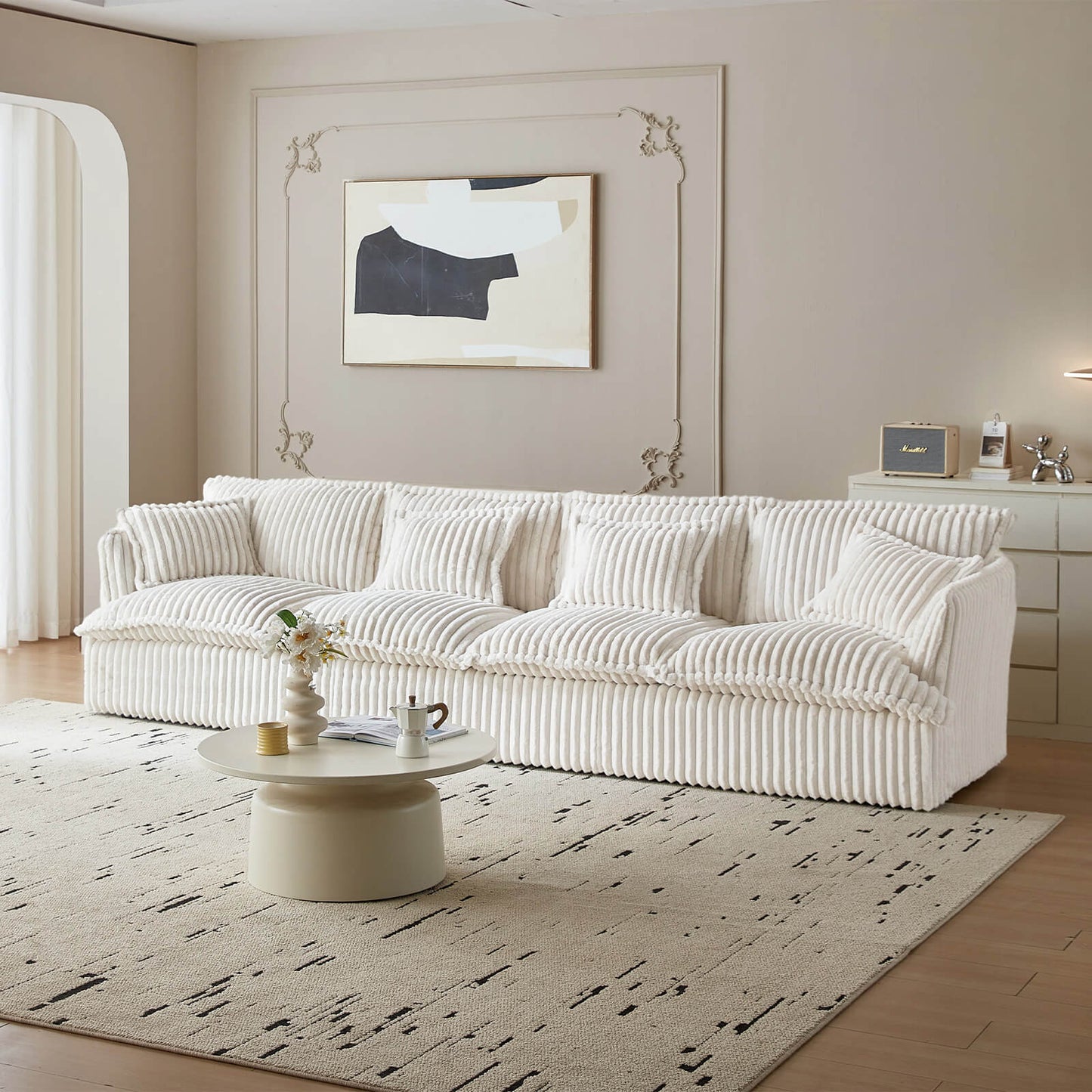 Guyii Oversized 4-Seater Sofa, Extra-Wide Convertible Sofa with 4 Pillows