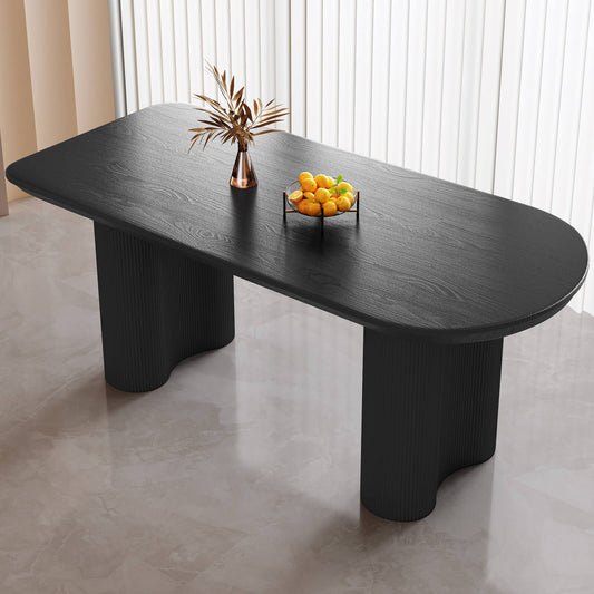Guyii 62.99" Black Oval Dining Table, Modern Kitchen Table for 6 People
