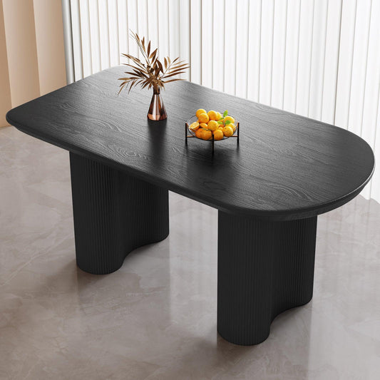 Guyii 55"-71" Black Dining Table, Modern Kitchen Table for Dining Room