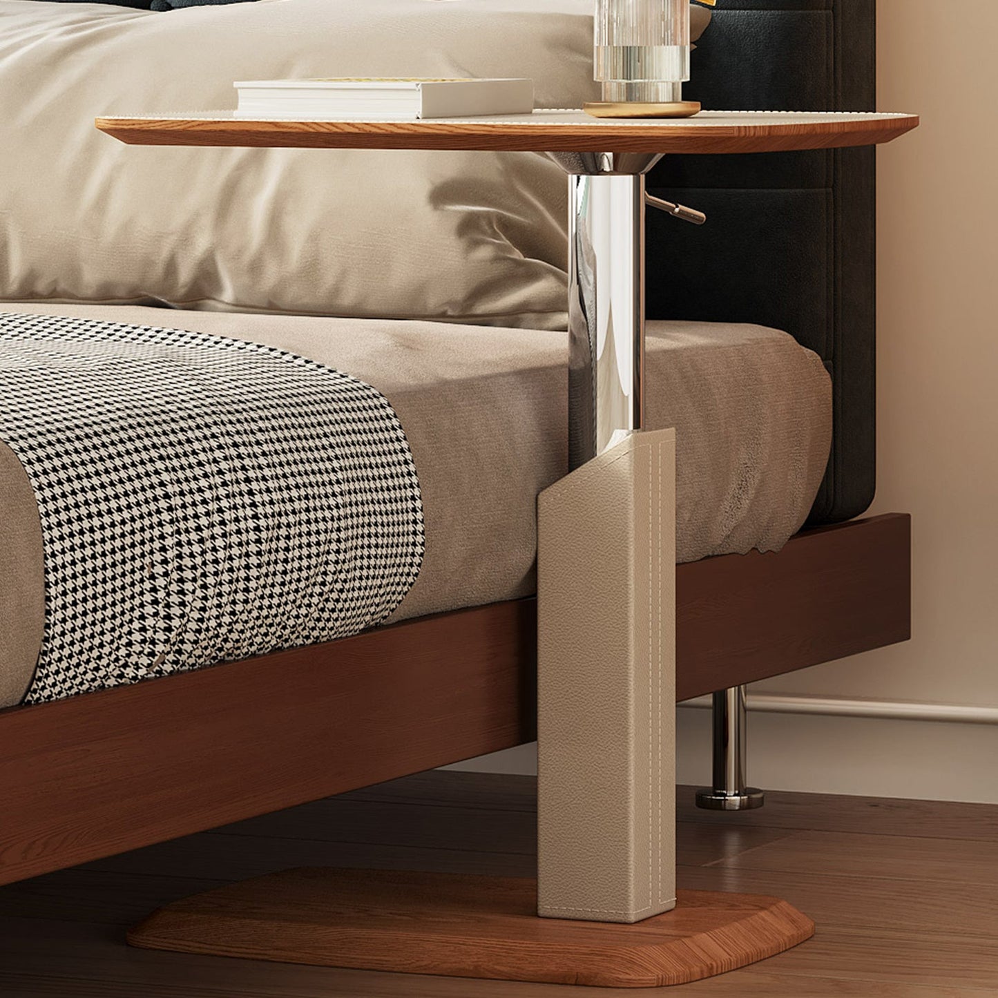 Guyii Adjustable Overbed Bedside Table, Pneumatic Adjustable Height Laptop Computer Table