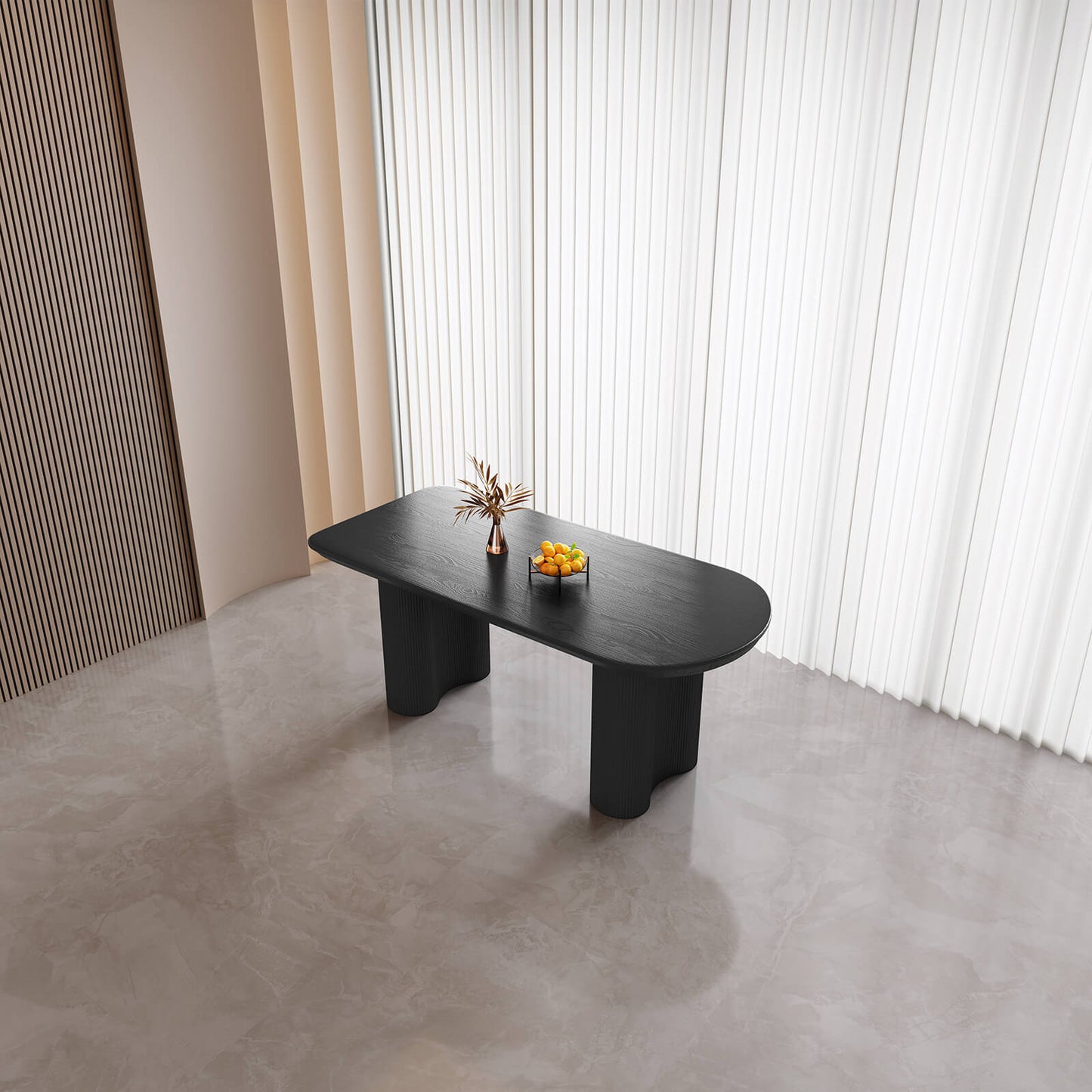 Guyii 62.99" Black Oval Dining Table, Modern Kitchen Table for 6 People
