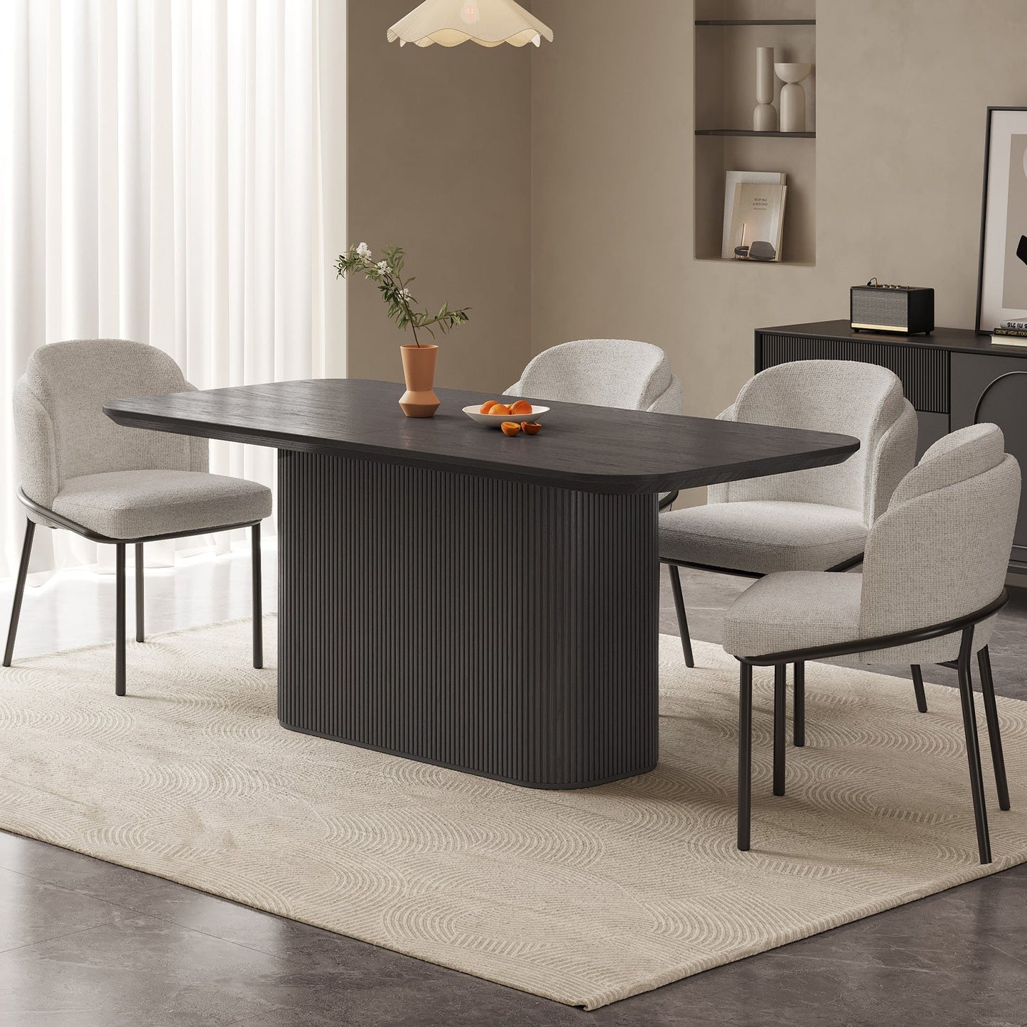 Guyii 63.55" Rectangular Dining Table, Modern Kitchen Table for Kitchen, Living Room (Black, Table Only)