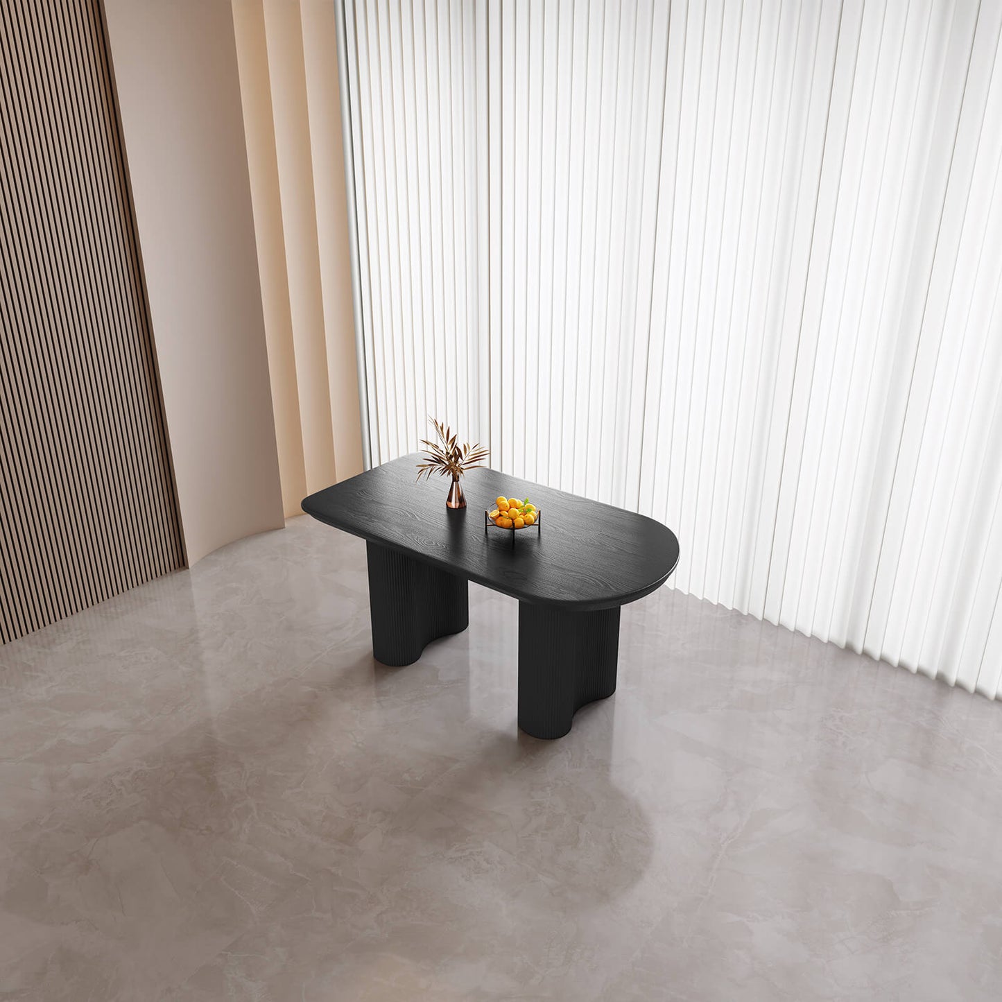 Guyii 55.11" Black Oval Dining Table, Modern Kitchen Table for 6 People
