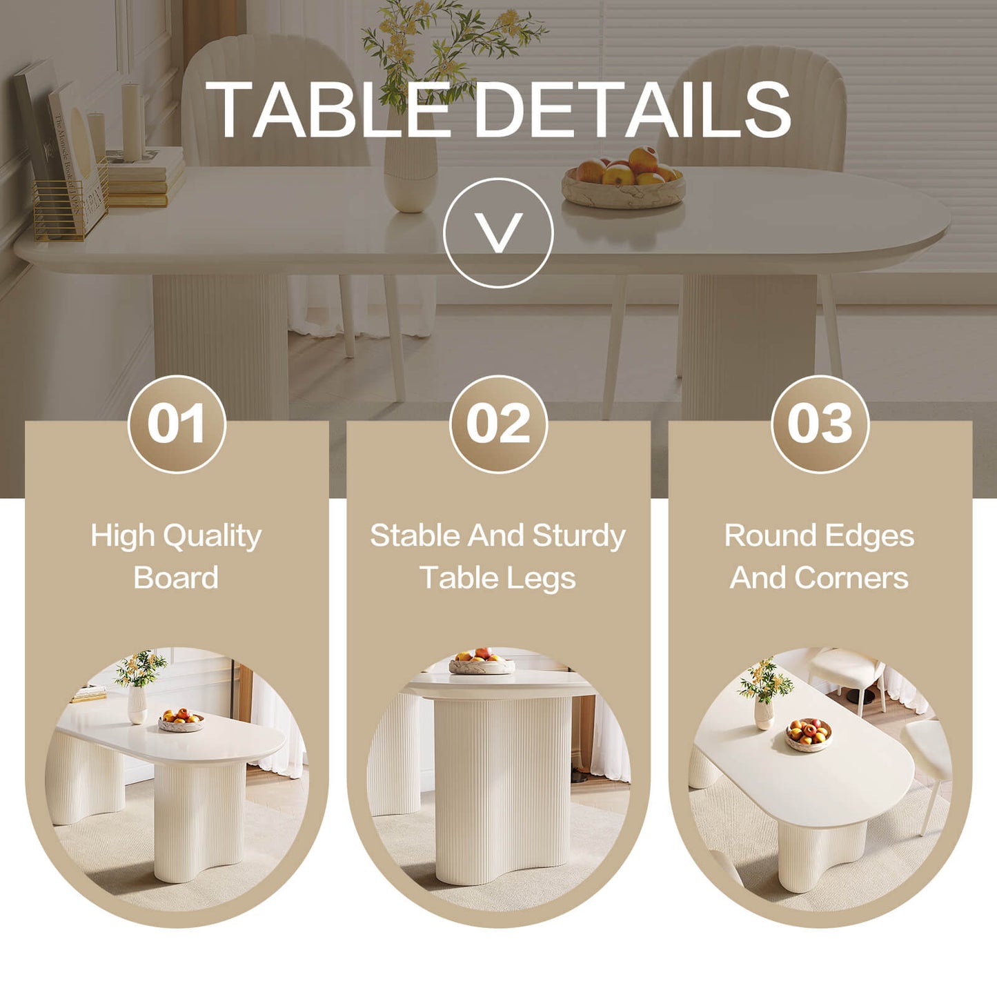 Guyii 62.99" White Dining Table Set with 6 Chairs, Modern Kitchen Table Set