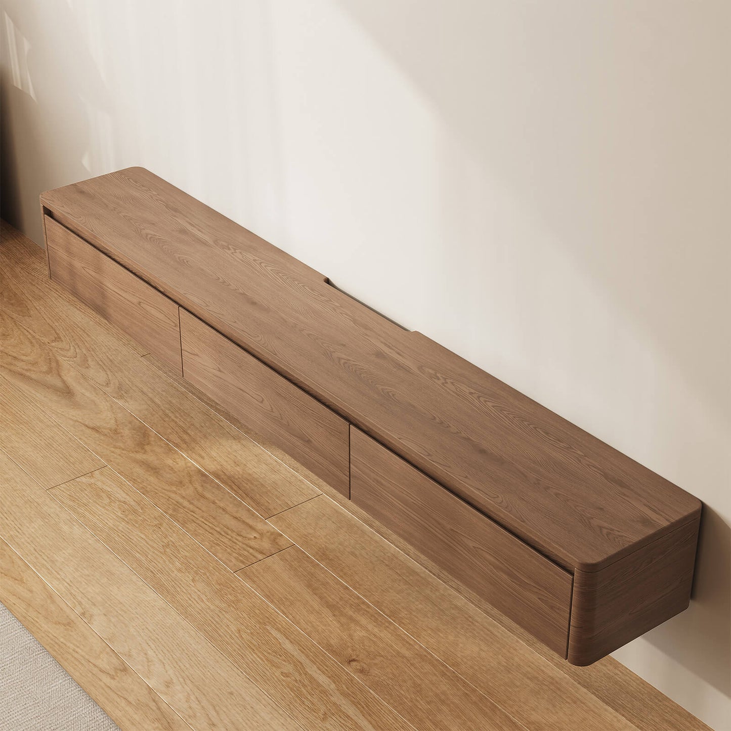 Guyii Best Floating TV Stand - Walnut Finish | Wall-Mounted TV Cabinet