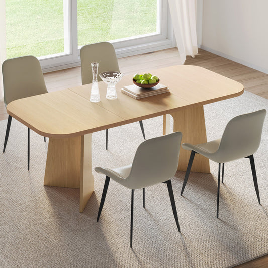 Guyii 70.8" Rectangular Dining Table Set with 4-8 Upholstered Chairs, Modern Farmhouse Kitchen & Dining Room Table for 4-8 People